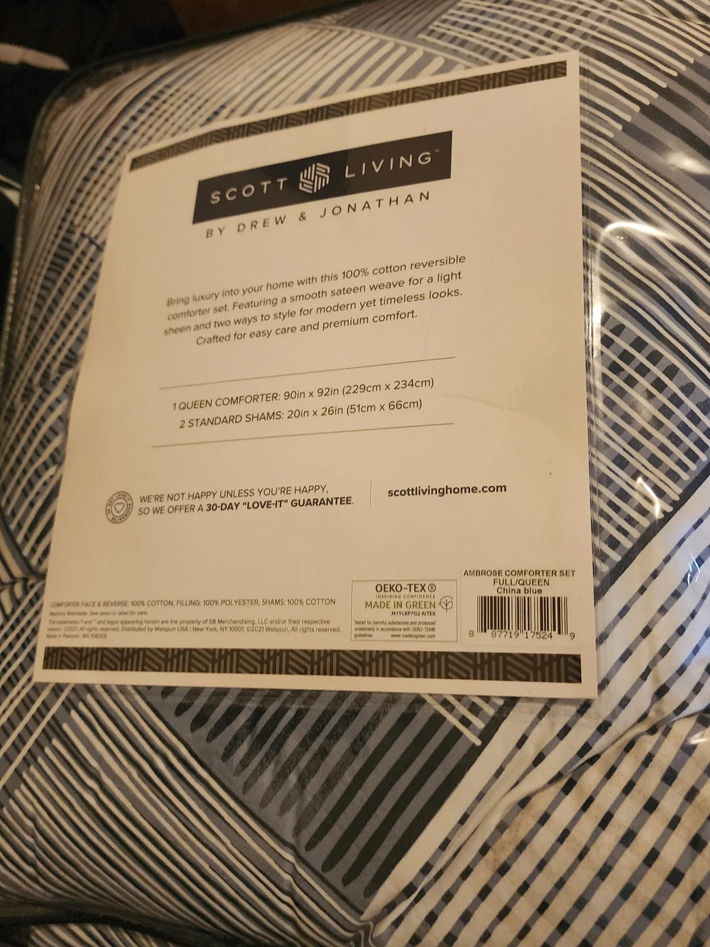 Scott Living Queen Comforter Set - Navy and White Stripes